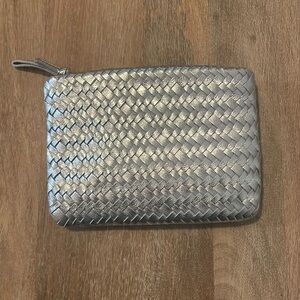 Madewell silver crossbody bag in handwoven leather